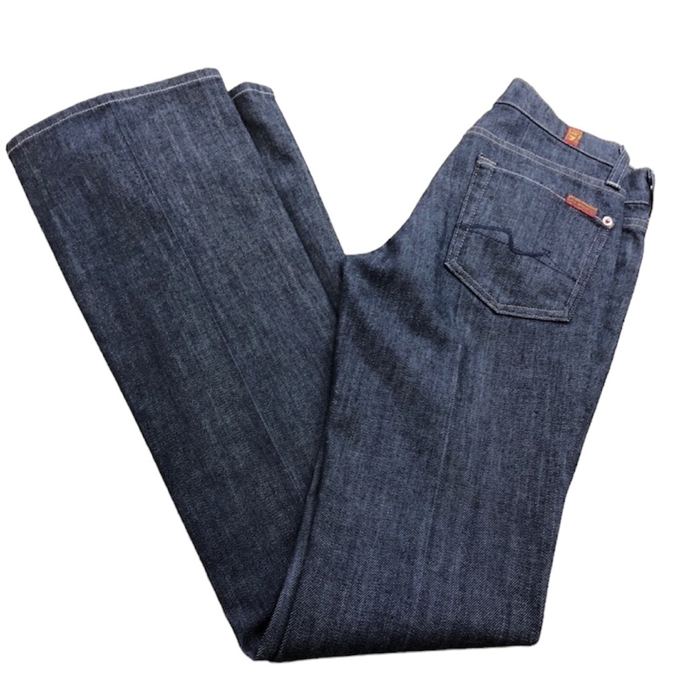 7FAM 7 for all Mankind Dark Blue Jeans Bootcut Original Hem Sz 24 Like NEW